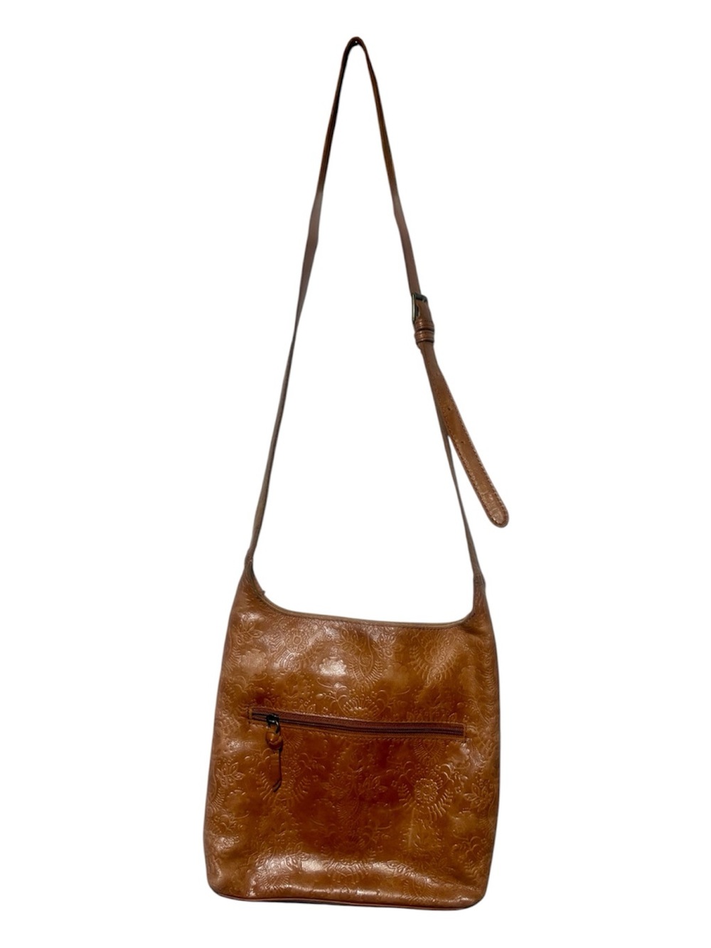 THE SAK Y2K Brown Floral Embossed Leather Crossbody Bag